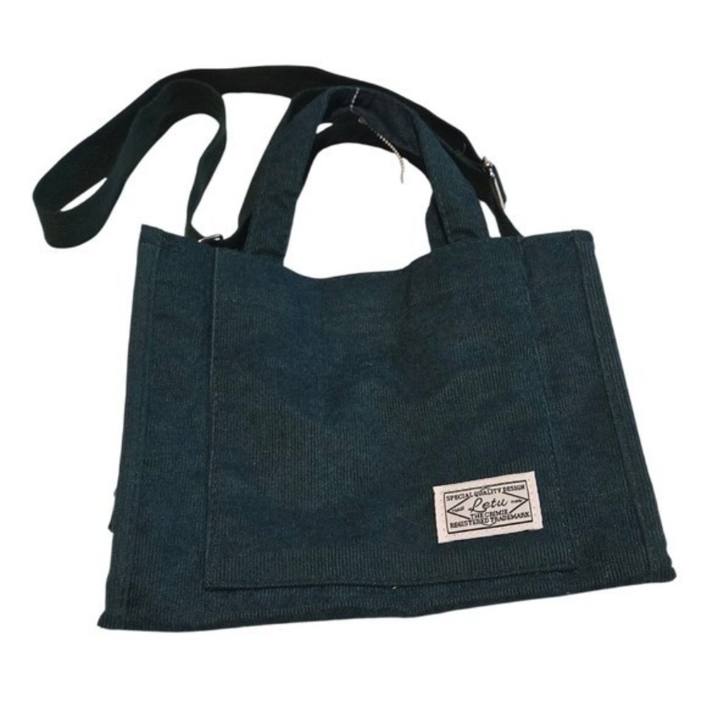 Letu The Crimie Corduroy Tote Bag Green‎ Shoulder Carryall Minimalist